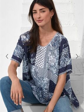 Johnny Was Tangier Halsey Top 100% Silk Medium